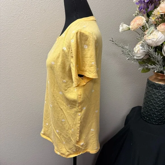 Victoria’s Secret PINK Yellow Daisy Print Tee Shirt Women’s Large Summer Casual - Picture 2 of 9